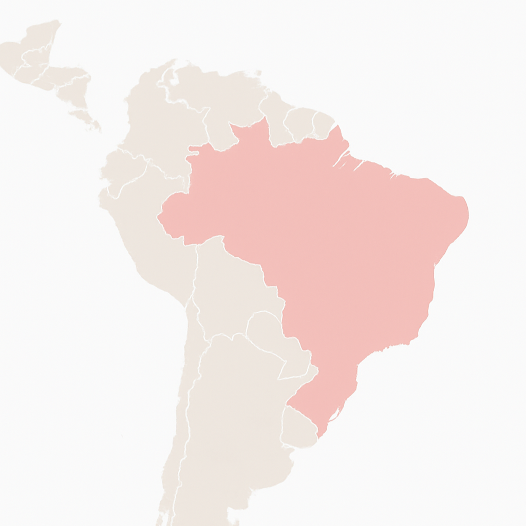 Map of South America with a pink highlight on a light beige background